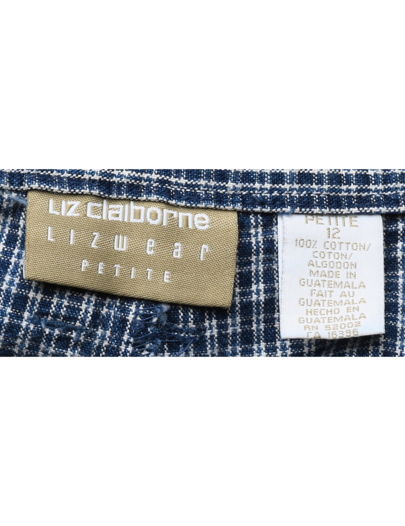 Liz Claiborne Navy Checked Trousers - W30 L30