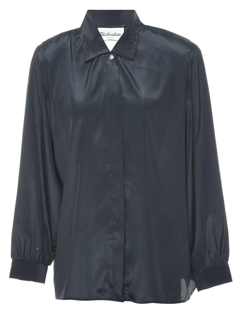 Long Sleeved Black Blouse - L