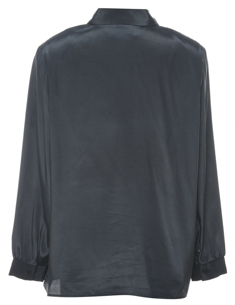 Long Sleeved Black Blouse - L