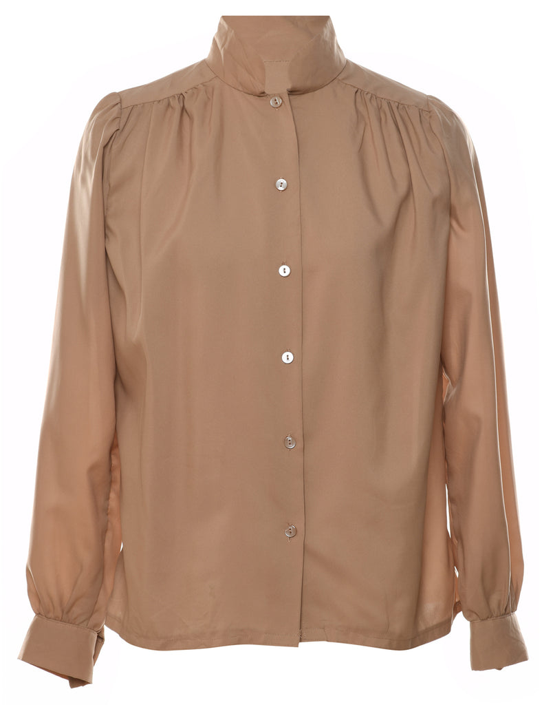 Long Sleeved Brown Blouse - L