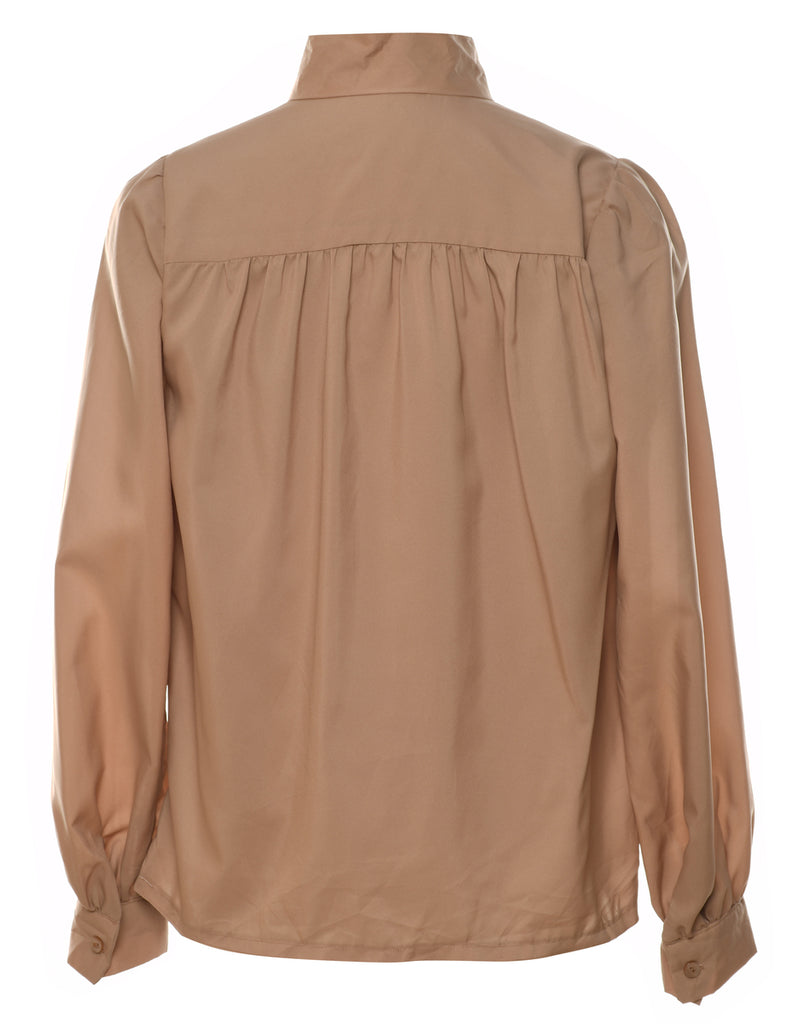 Long Sleeved Brown Blouse - L