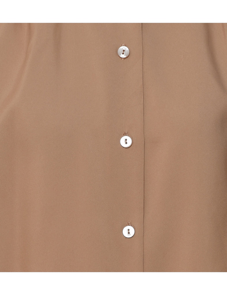 Long Sleeved Brown Blouse - L