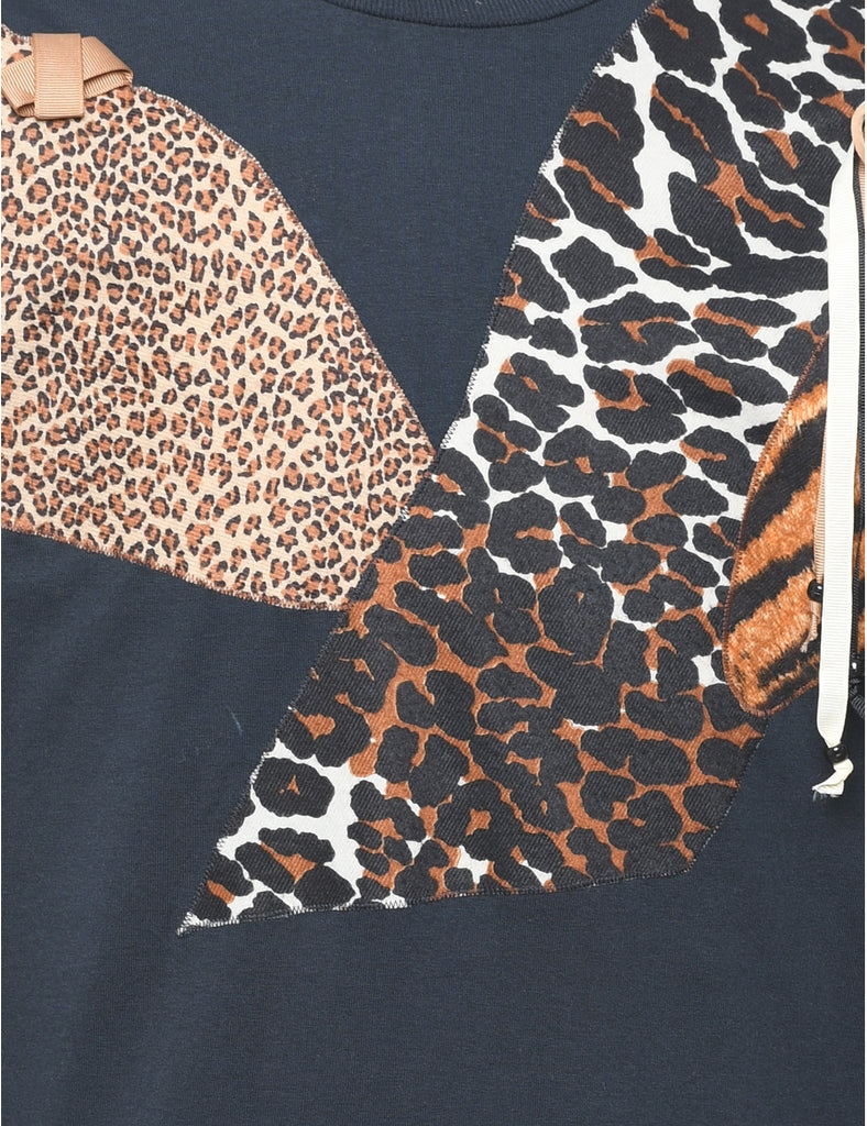 Long-Sleeved Leopard Print T-shirt - L