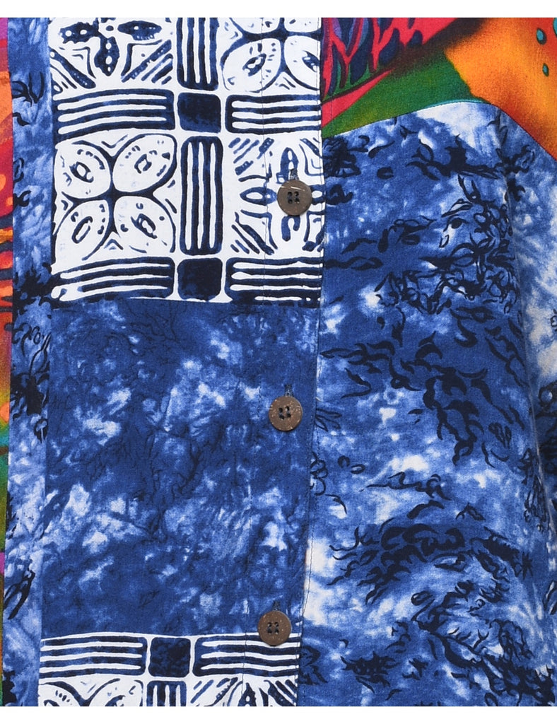 Long Sleeved Multi-print Blouse - L