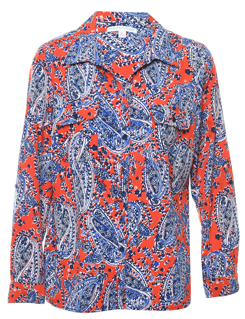 Long Sleeved Paisley Shirt - L