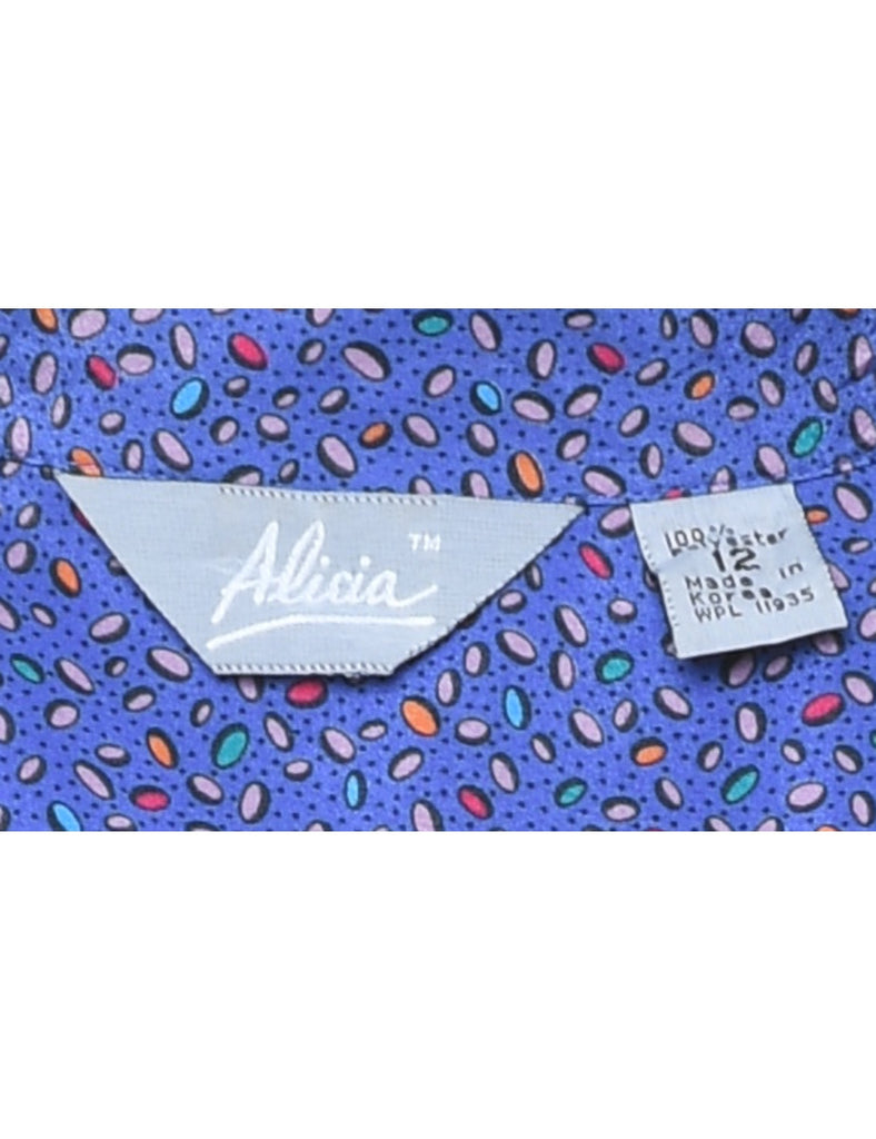 Long Sleeved Patterned Blouse - M