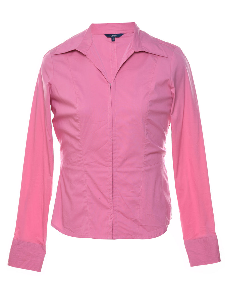 Long Sleeved Y2K Pink Blouse - S