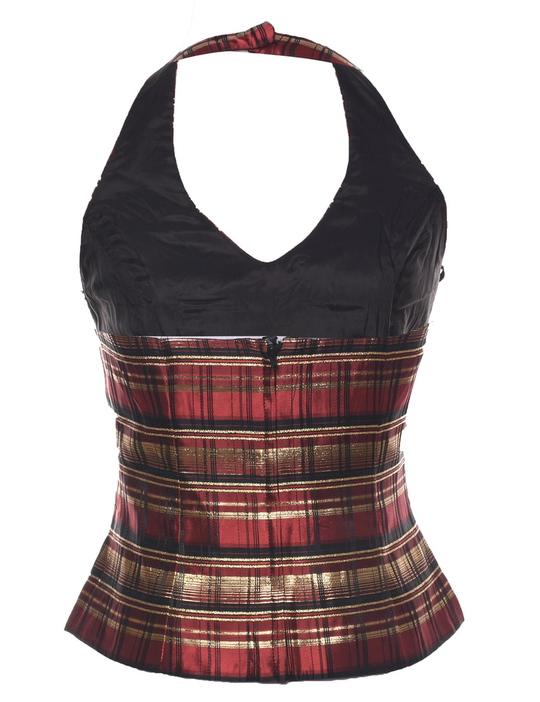 Lurex Checked Pattern Evening Top - XS