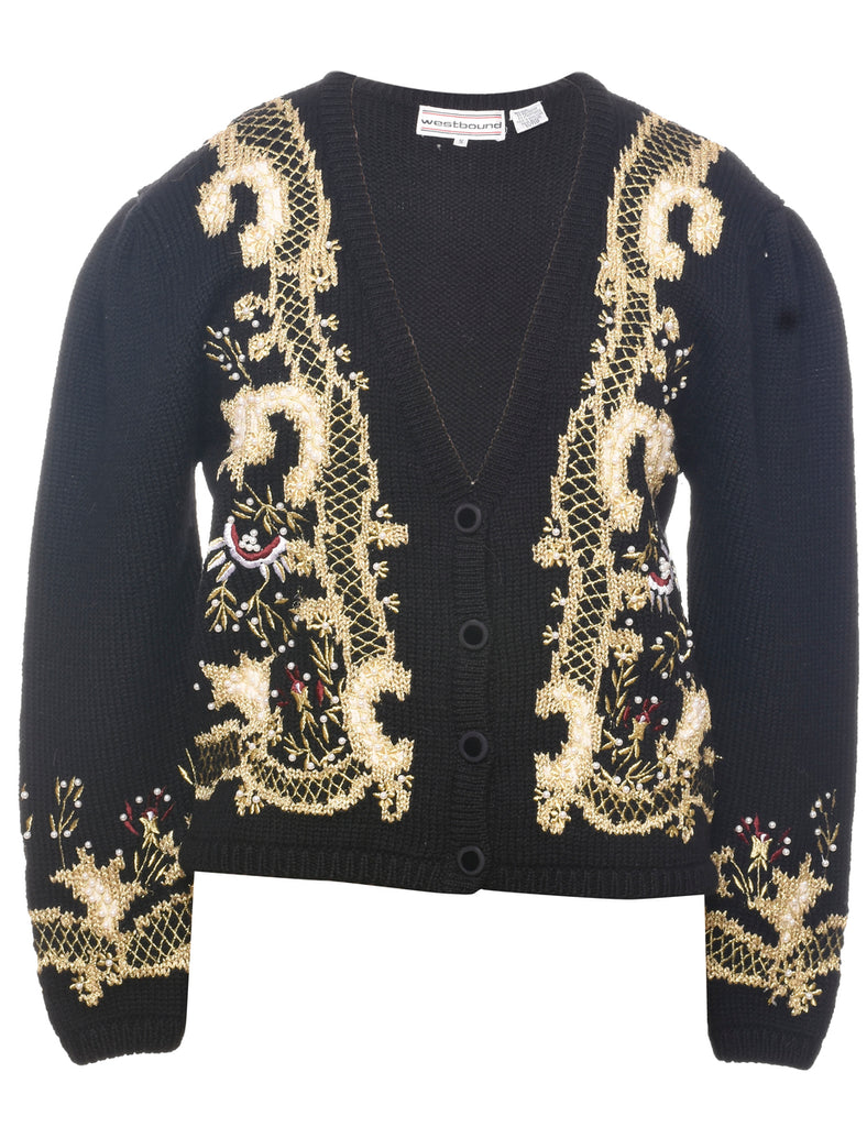 Lurex Thread Pattern Cardigan - S