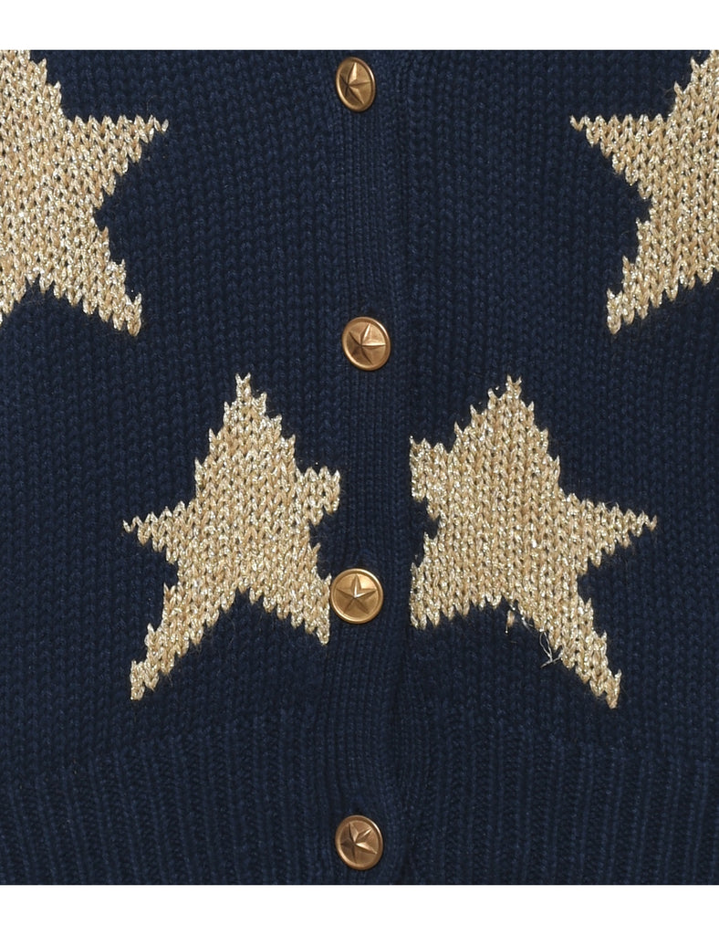Lurex Thread Pattern Cardigan - S
