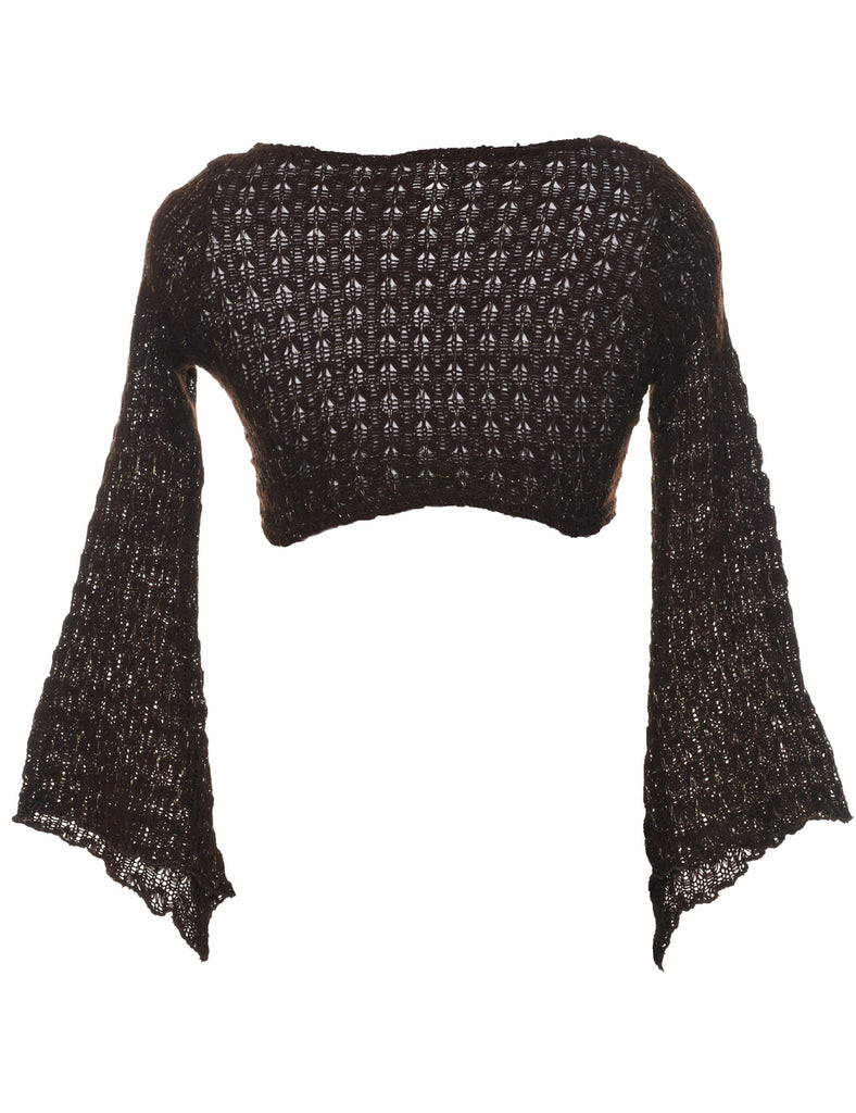 Lurex Thread Pattern Cropped Cardigan - M