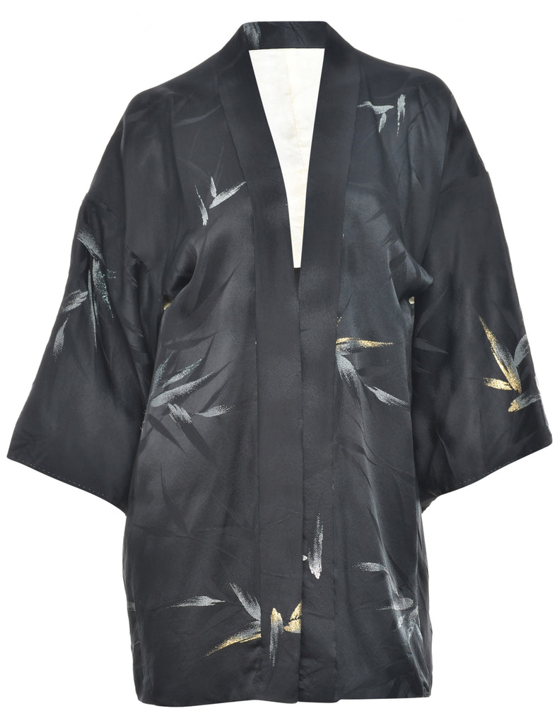 Lurex Thread Pattern Cropped Kimono - L