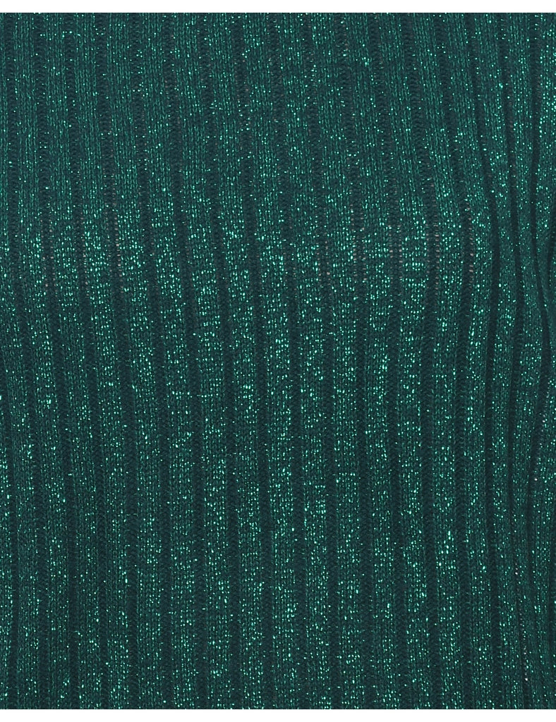 Lurex Thread Pattern Dark Green Petite Jumper - M