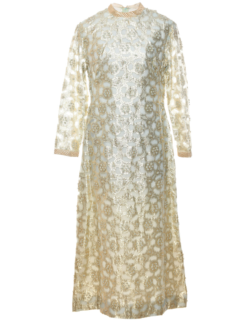 Lurex Thread Pattern Evening Dress - L