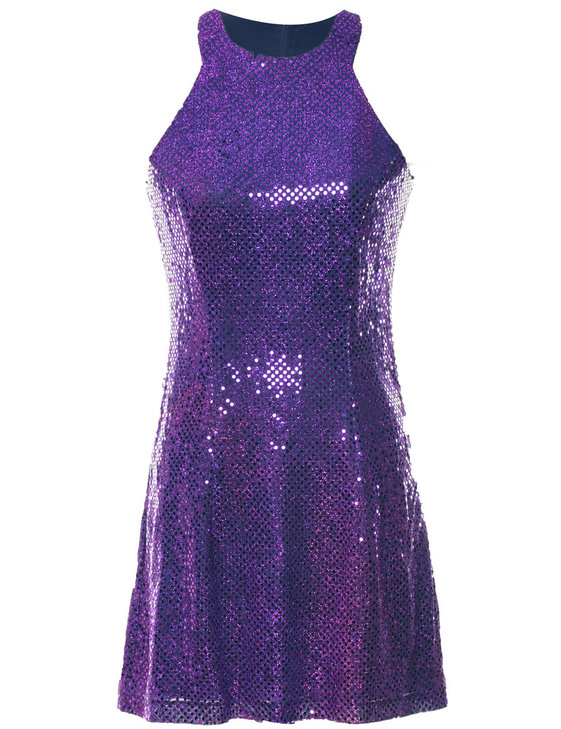 Lurex Thread Pattern Evening Dress - XS