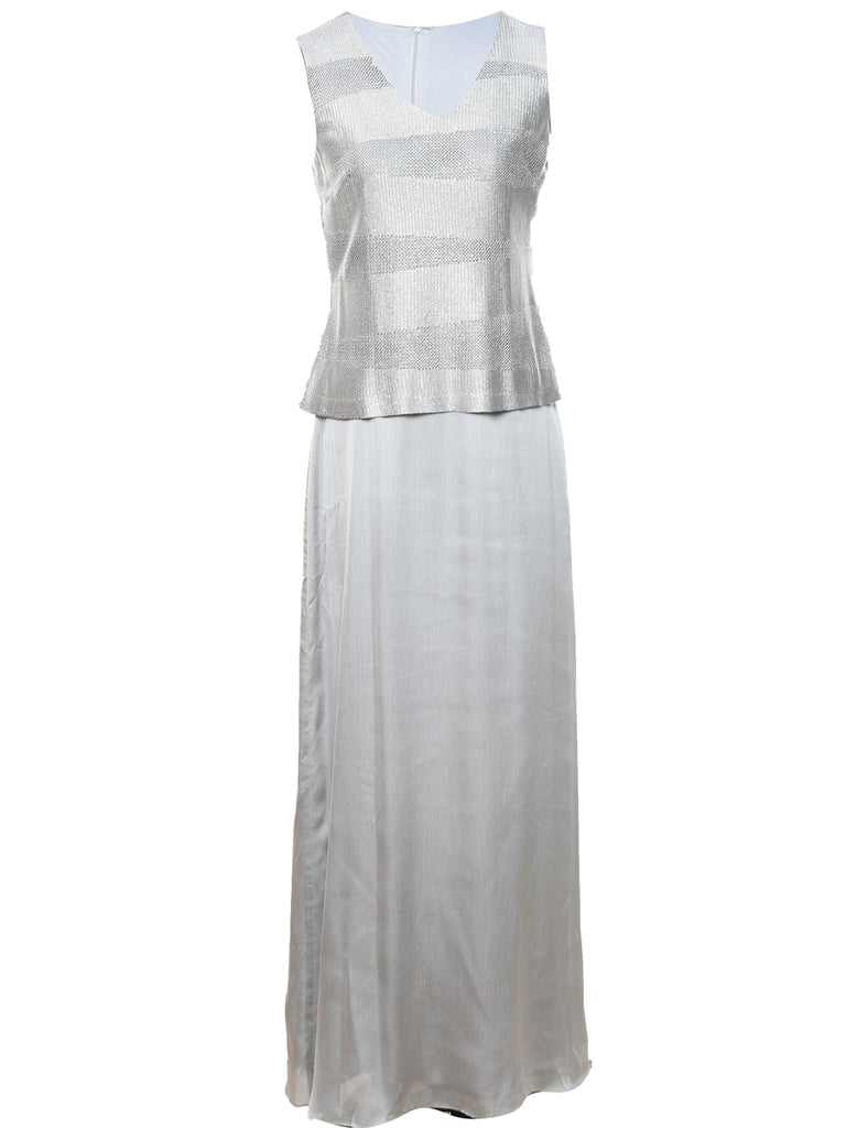 Lurex Thread Pattern Evening Dress - M