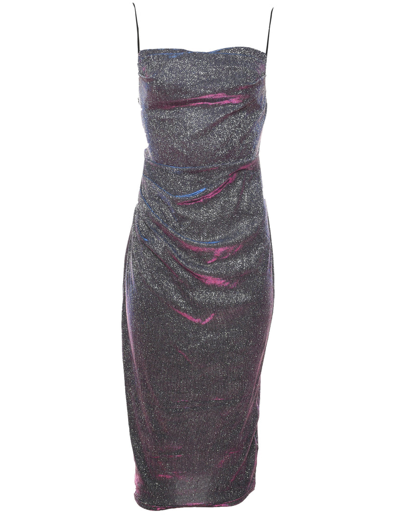 Lurex Thread Pattern Evening Dress - XS