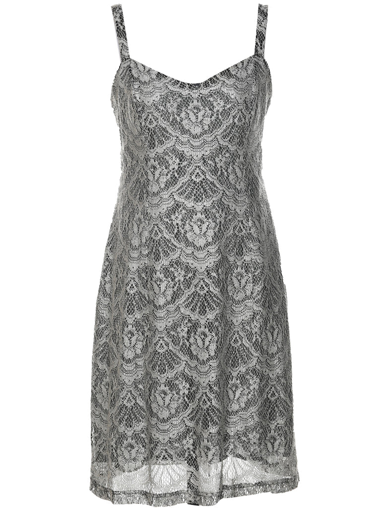Lurex Thread Pattern Evening Dress - M