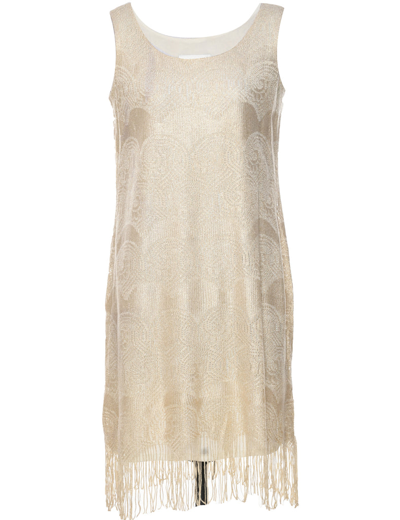 Lurex Thread Pattern Evening Dress - M
