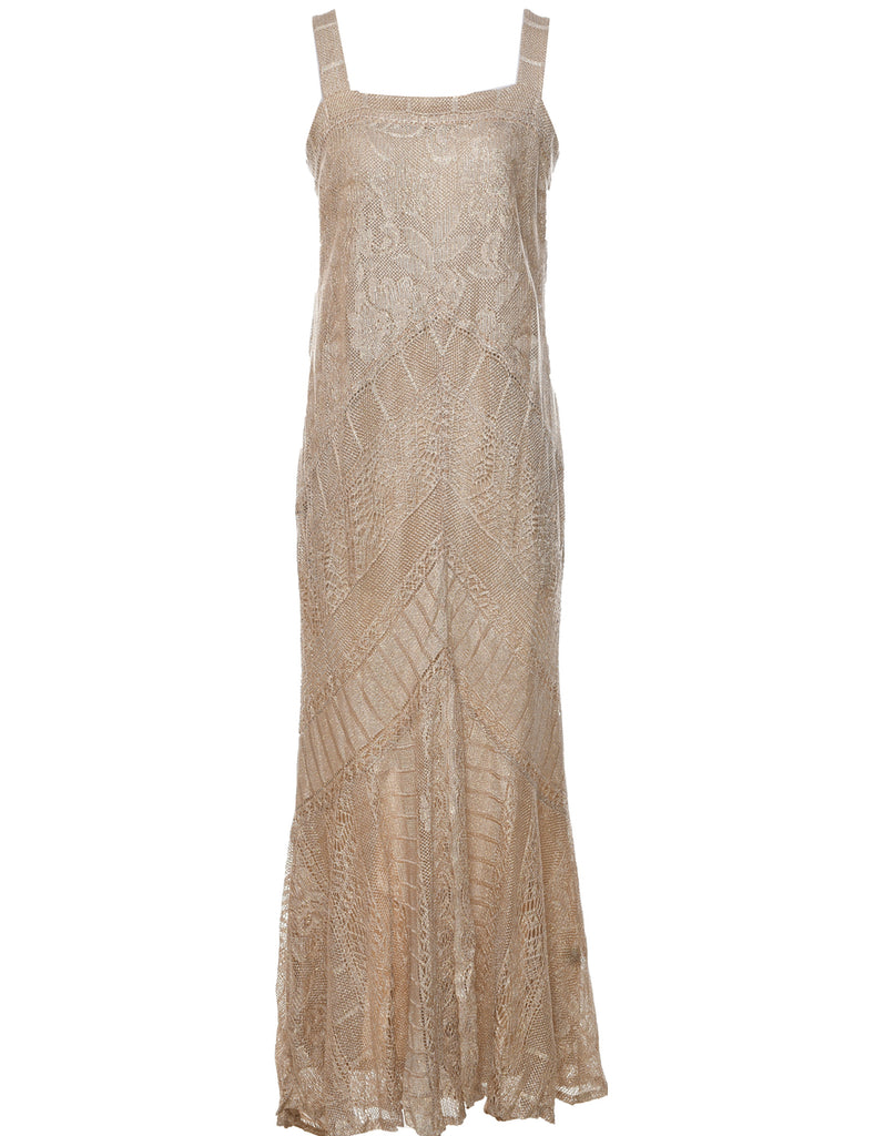 Lurex Thread Pattern Evening Dress - M