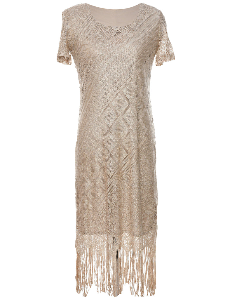 Lurex Thread Pattern Evening Dress - M