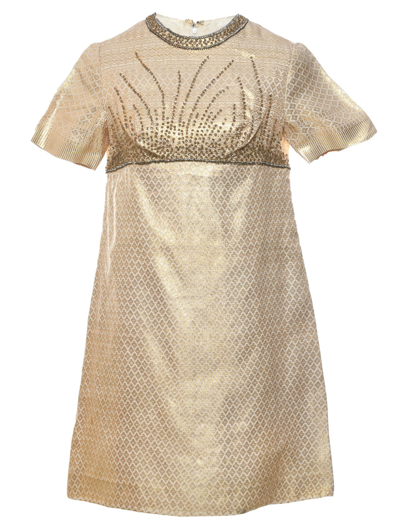 Lurex Thread Pattern Evening Dress - S