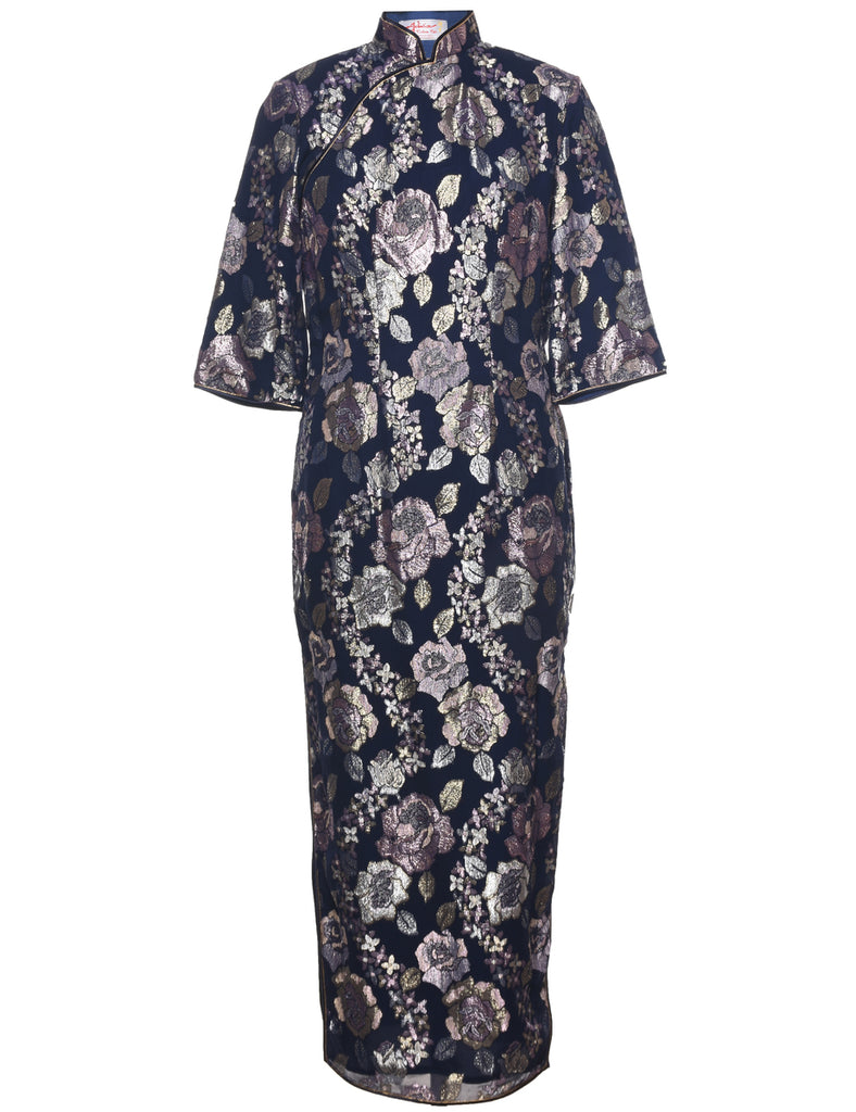 Lurex Thread Pattern Evening Dress - M