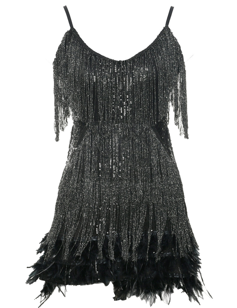 Lurex Thread Pattern Evening Dress - S