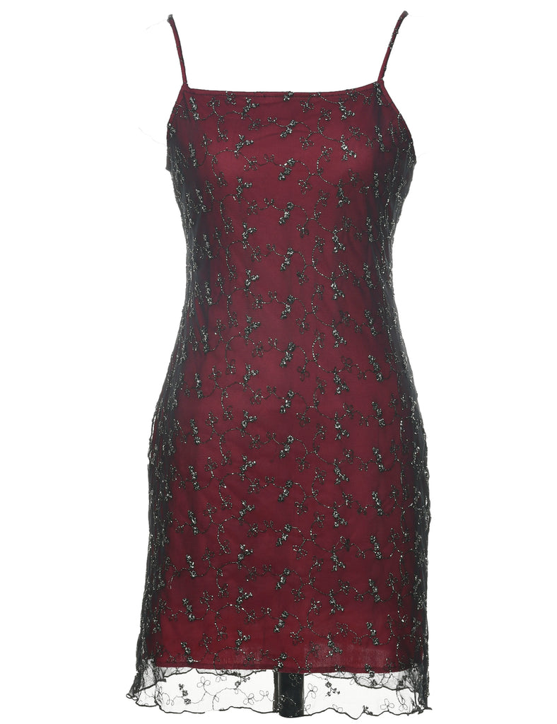 Lurex Thread Pattern Evening Dress - S