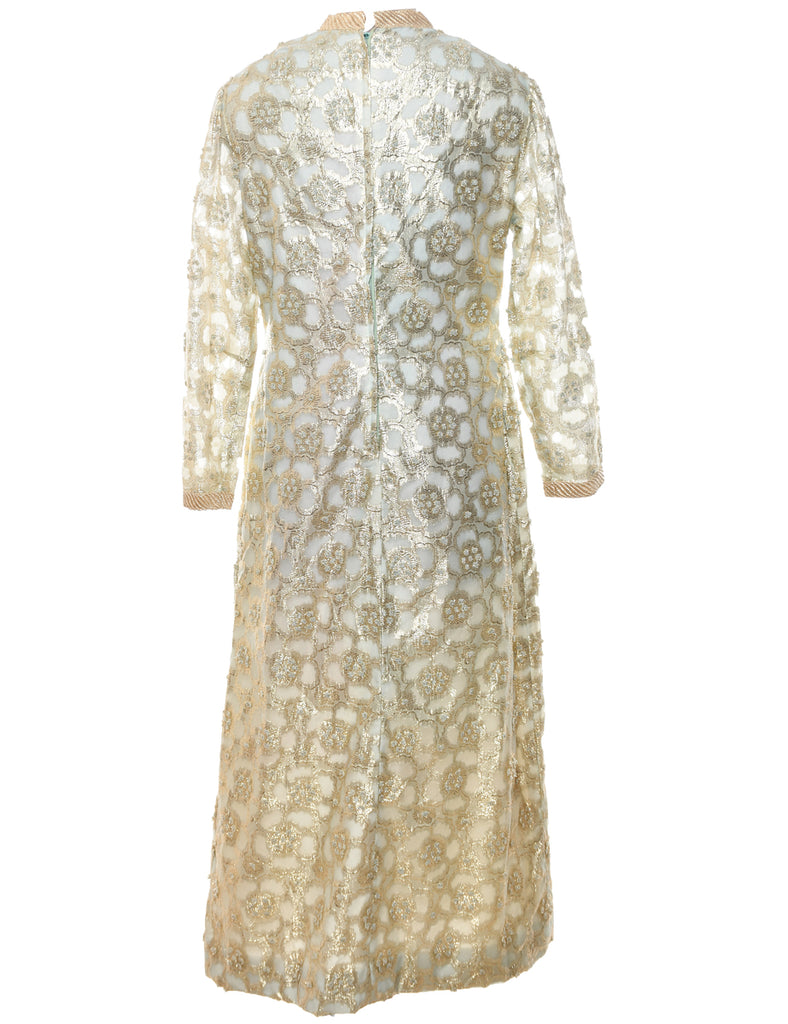 Lurex Thread Pattern Evening Dress - L