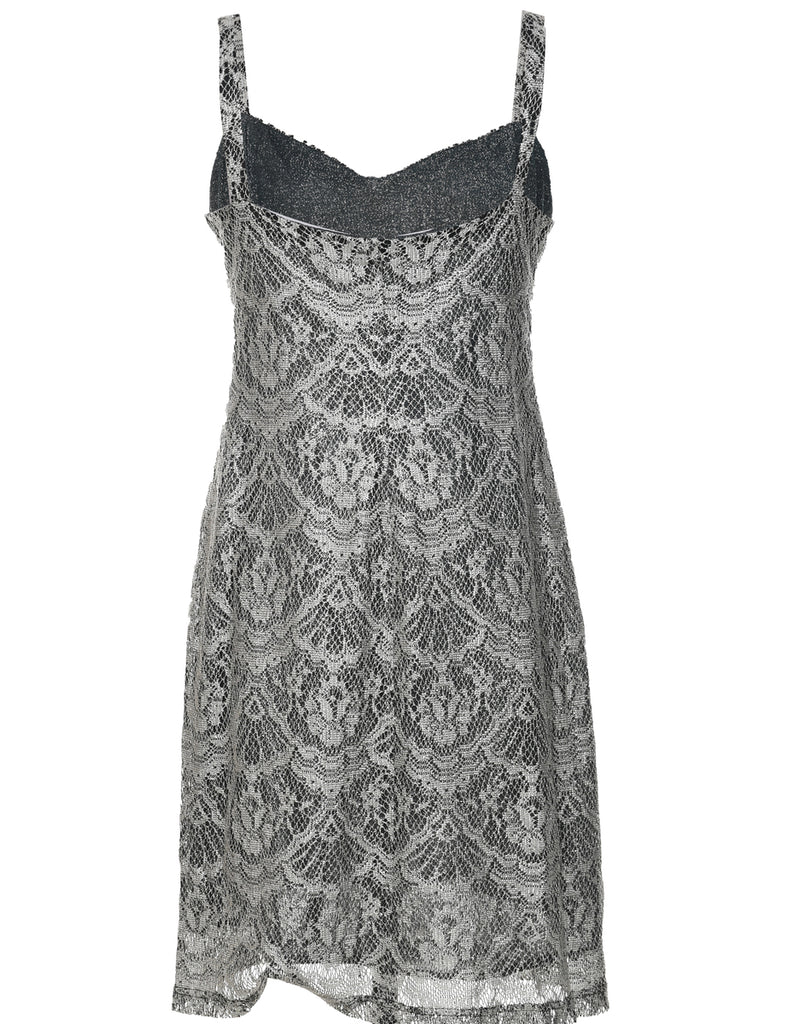 Lurex Thread Pattern Evening Dress - M