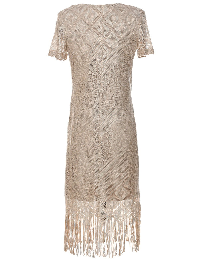 Lurex Thread Pattern Evening Dress - M