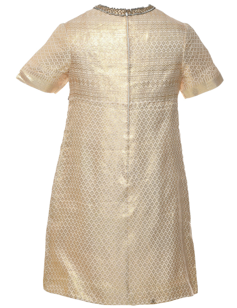 Lurex Thread Pattern Evening Dress - S