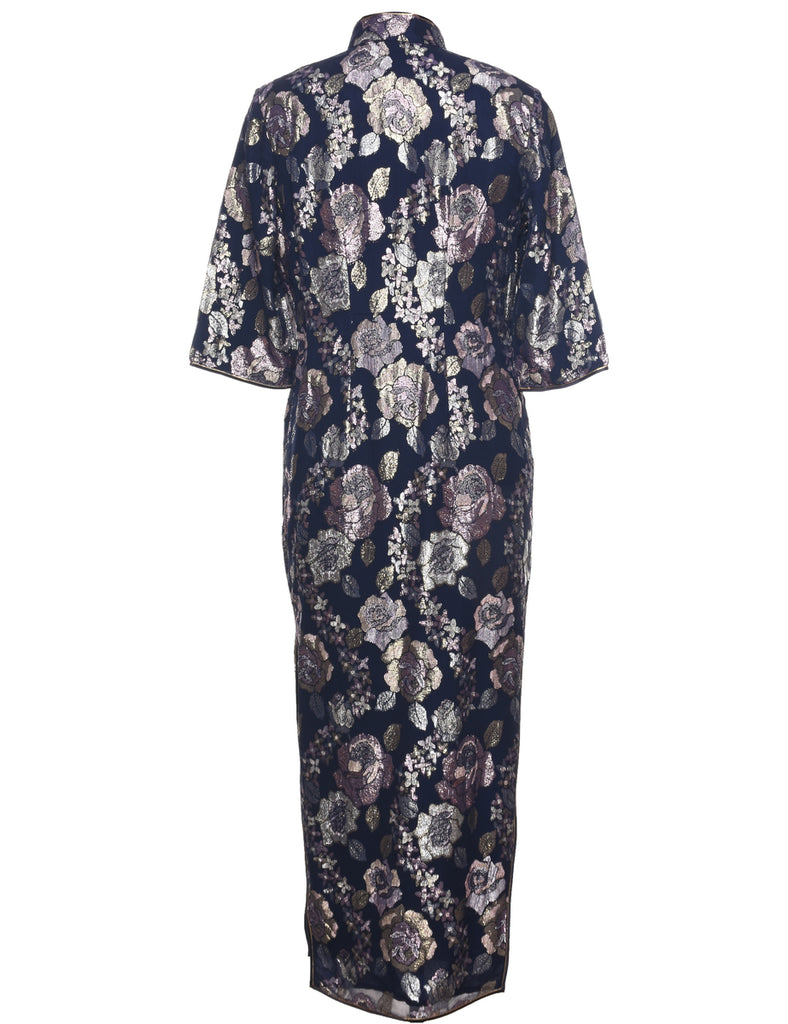 Lurex Thread Pattern Evening Dress - M