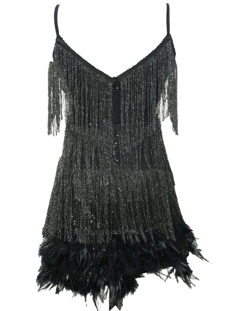Lurex Thread Pattern Evening Dress - S