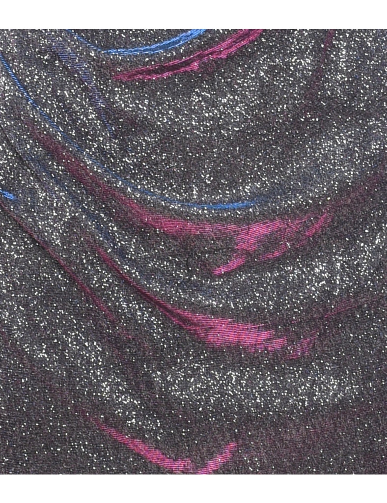 Lurex Thread Pattern Evening Dress - XS