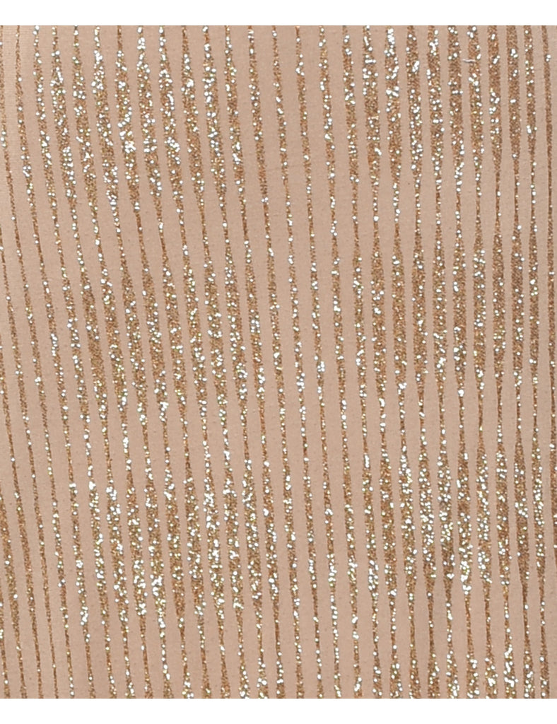 Lurex Thread Pattern Gold Sparkly Y2K Evening Dress - XS