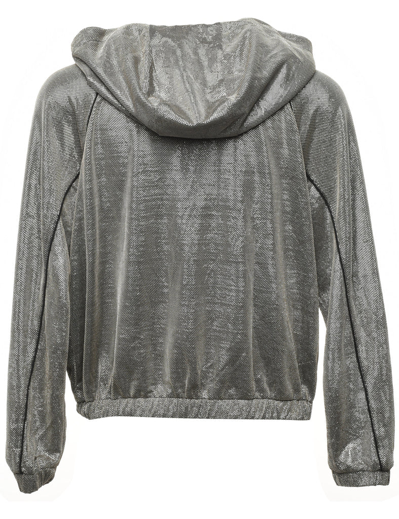 Lurex Thread Pattern Hooded Jacket - M