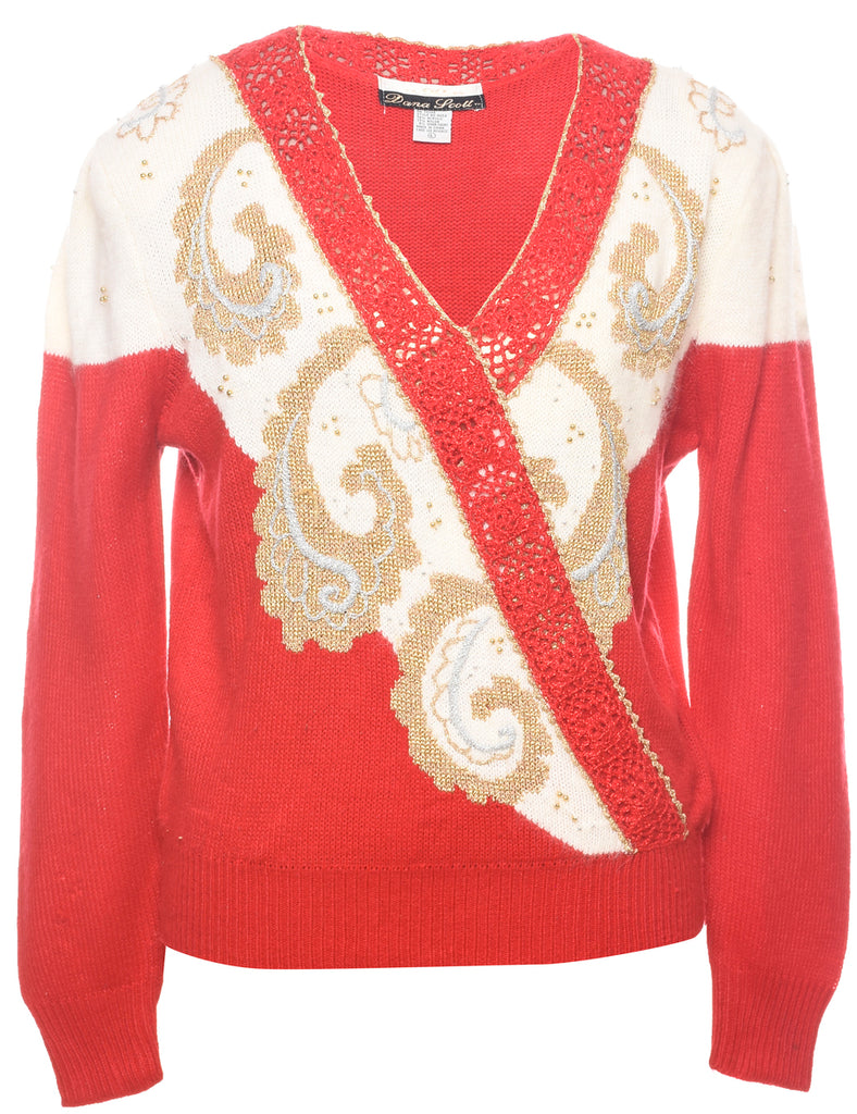 Lurex Thread Pattern Jumper - L