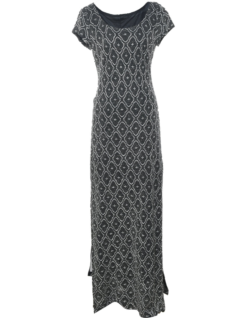 Lurex Thread Pattern Maxi Dress - M
