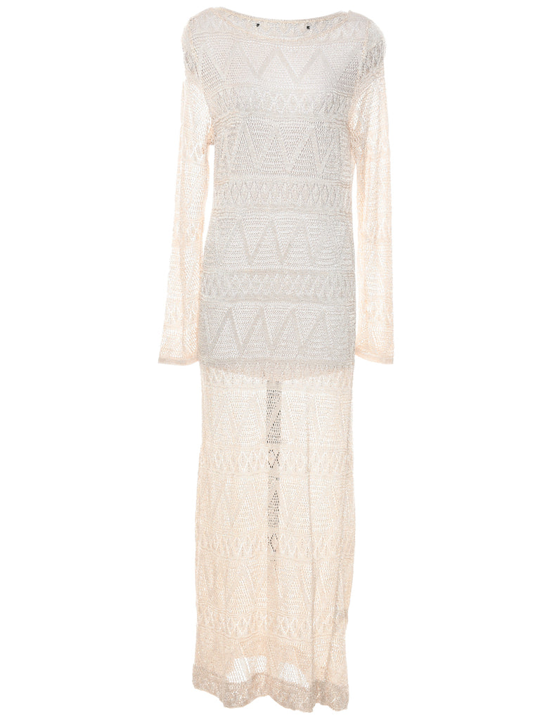 Lurex Thread Pattern Maxi Dress - M