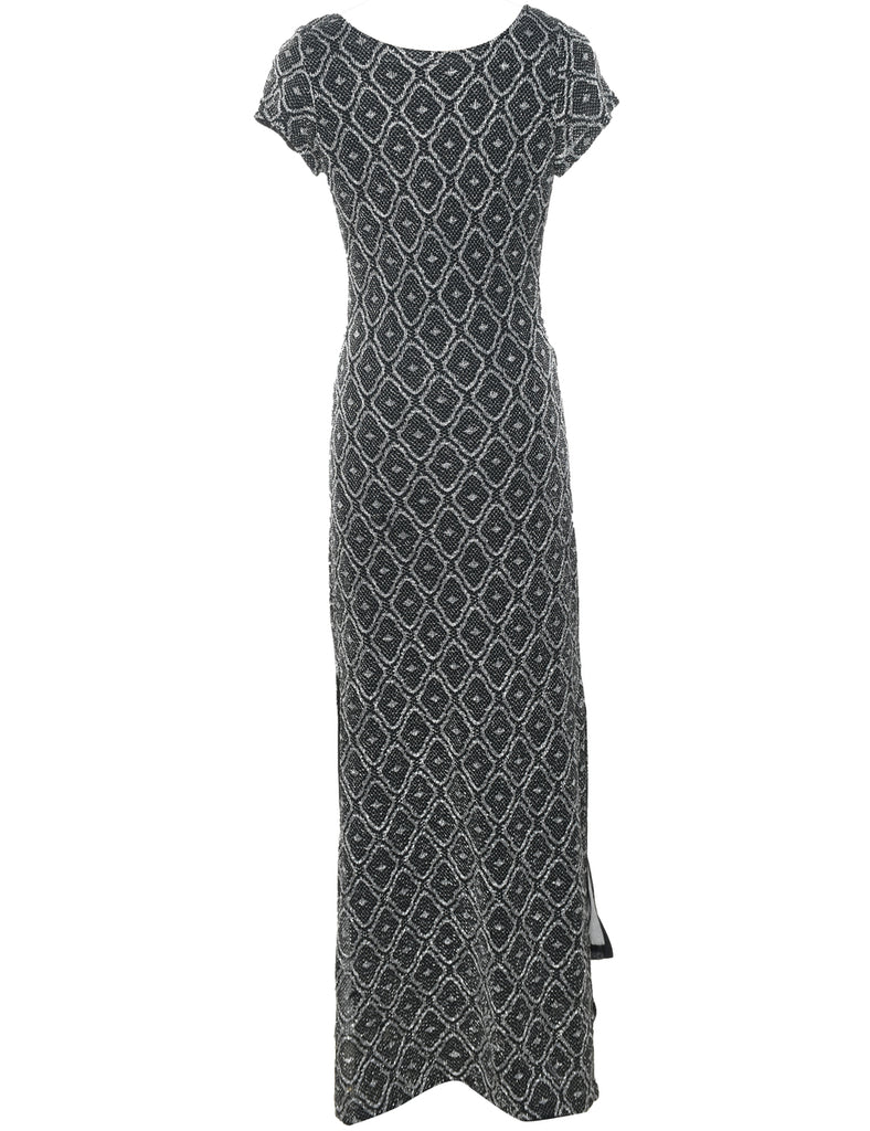 Lurex Thread Pattern Maxi Dress - M