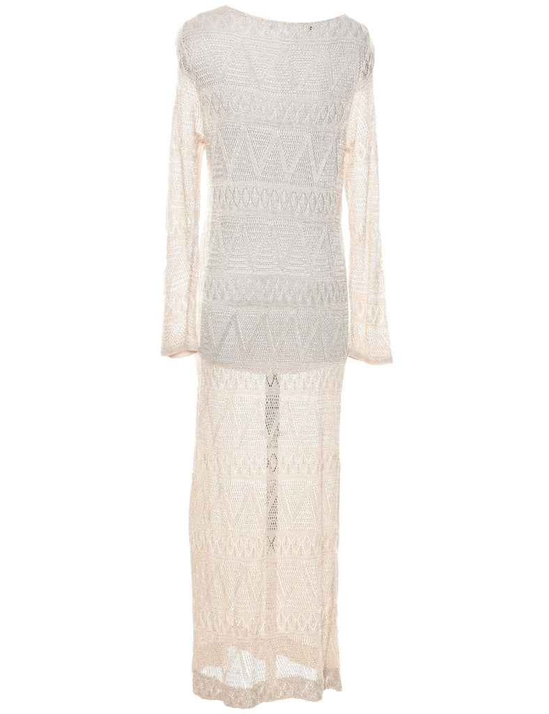 Lurex Thread Pattern Maxi Dress - M