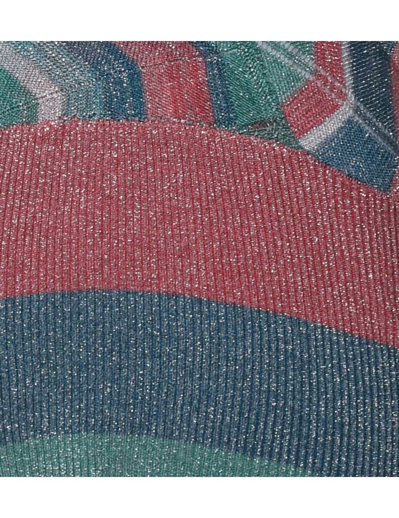 Lurex Thread Pattern Multi-Colour Knit Top - XL