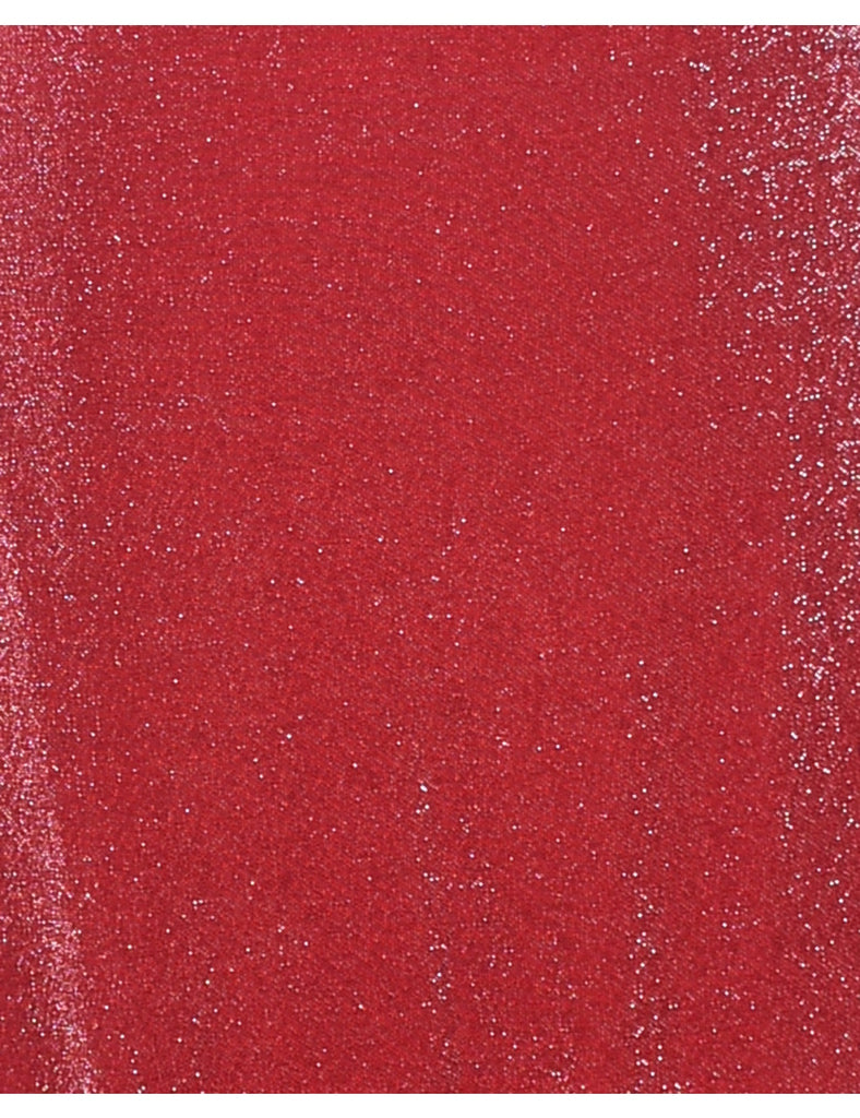 Lurex Thread Pattern Red Sparkly Evening Dress - L