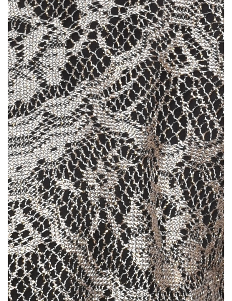 Lurex Thread Pattern Silver Lace Evening Jacket - M
