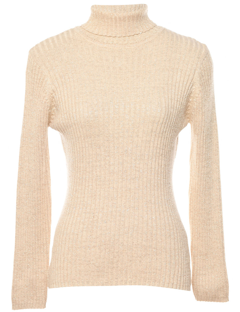 Lurex Thread Pattern Turtleneck Jumper - S