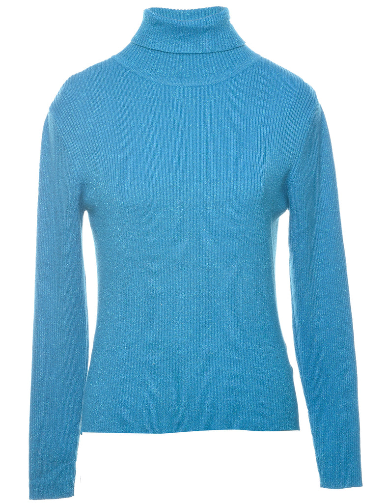 Lurex Thread Pattern Turtleneck Jumper - M
