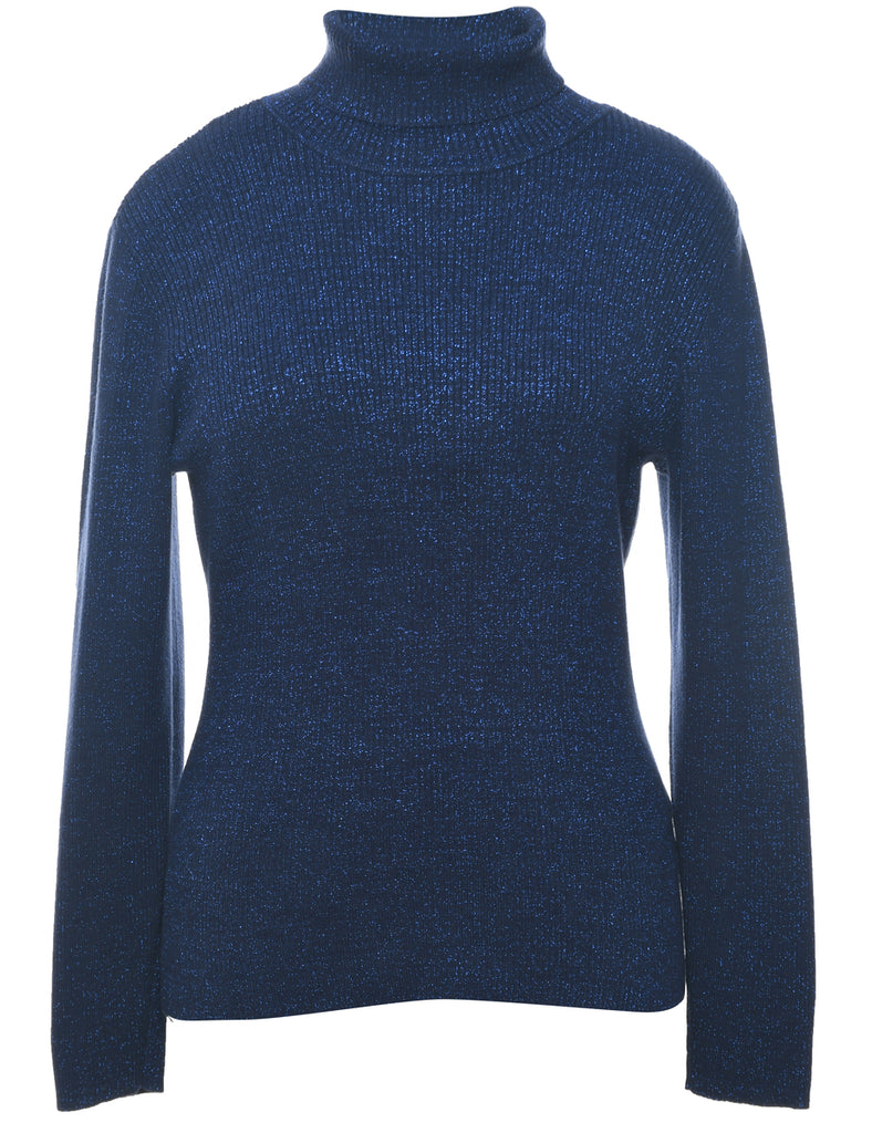 Lurex Thread Pattern Turtleneck Jumper - M