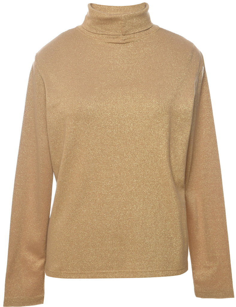 Lurex Thread Pattern Turtleneck Jumper - XL